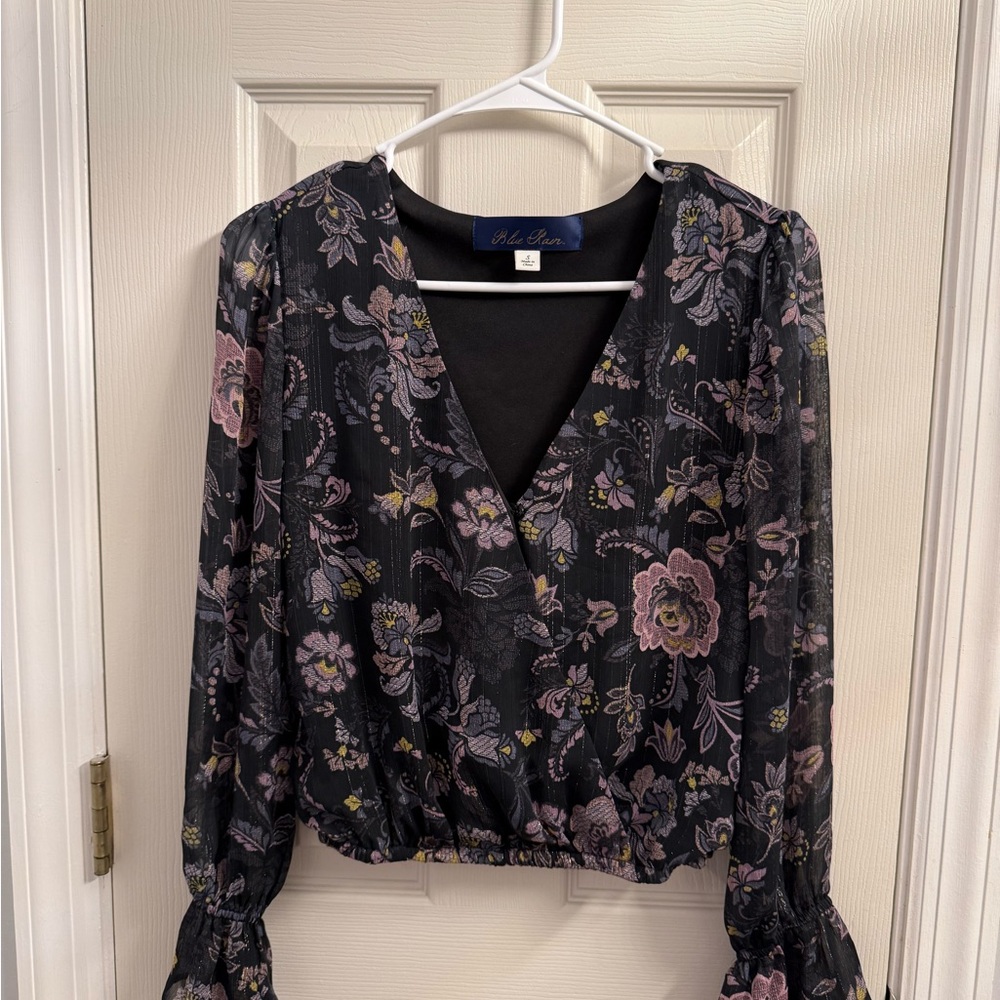 Blue Rain Black and Pink Blouse Elegant Design